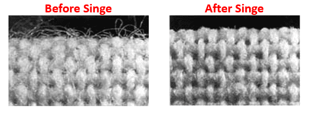 Before and after the singeing process