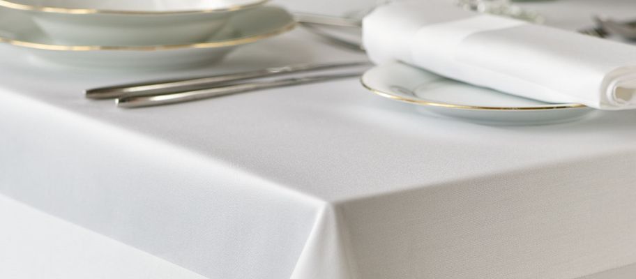 White stain band tablecloth with table set