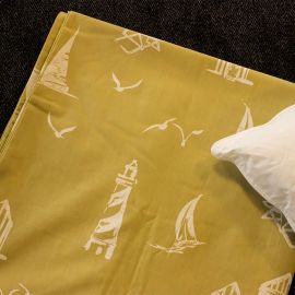 V130 Nautical Themed Printed Yellow Sand Double Polycotton Duvet Cover - 206 x 208cm
