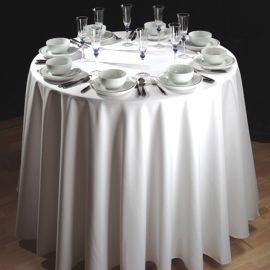 VE Polyester Plain White Circular Tablecloth