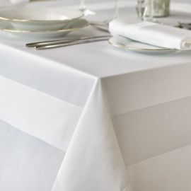 100% Mercerised Cotton Satin Band White Tablecloth