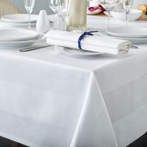 V Cotton Satin Band White Bistro Tablecloth