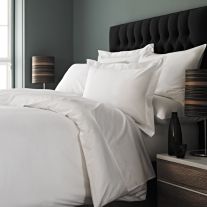 Plain white sateen duvet cover made from 100% cotton with a 300 thread count