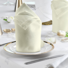 V Polyester Ivy Leaf Napkins - Ivory - 51 x 51cm