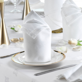 V Polyester Ivy Leaf Napkins - White 
