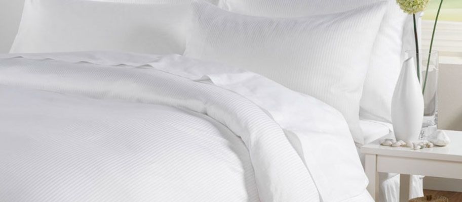 satin stripe white bed linen set