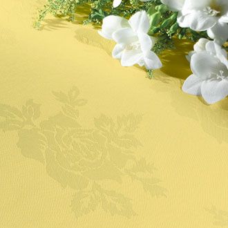 Yellow tablecloth with rose design